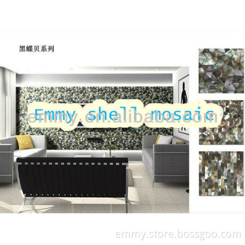 Rhombus black shell mosaic tile gray mother of pearl mosaic wall tile